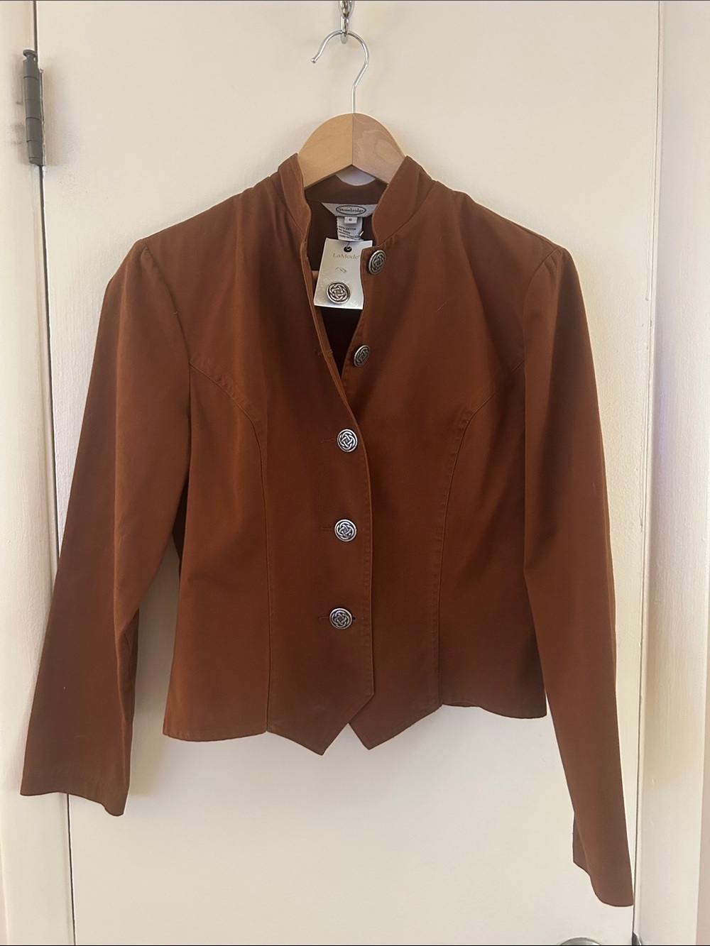Stonebridge Chestnut Tailored Button Front Jacket with Stand Collar